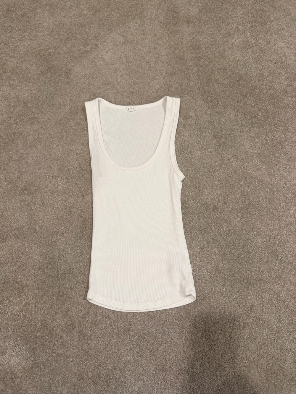 Garage White Ribbed Scoop Neck Tank Top